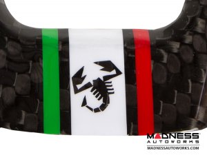 FIAT 500 Steering Wheel Trim - 3 pieces kit - Carbon Fiber - Italian Flag w/ Black Scorpion